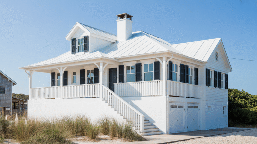  Black and White Beach House Exterior