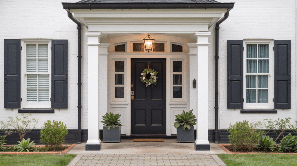 Black Front Door with White Exterior