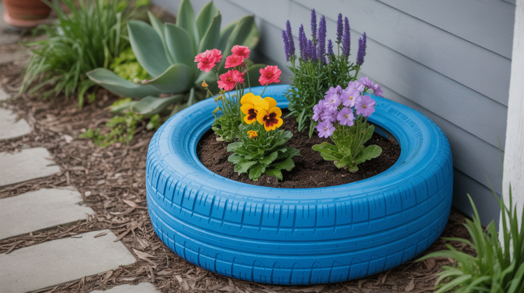 Simple Painted Tire Planters