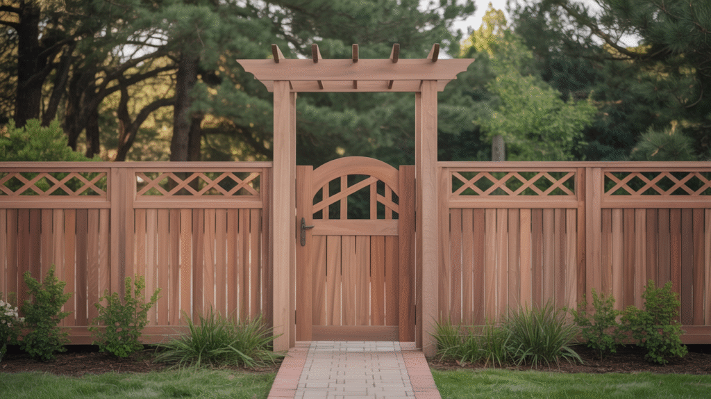Arched Entry Arbor with Matching Fence