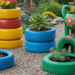 Painted Tire Planters and Pots – 70 Ideas plus a DIY Guide
