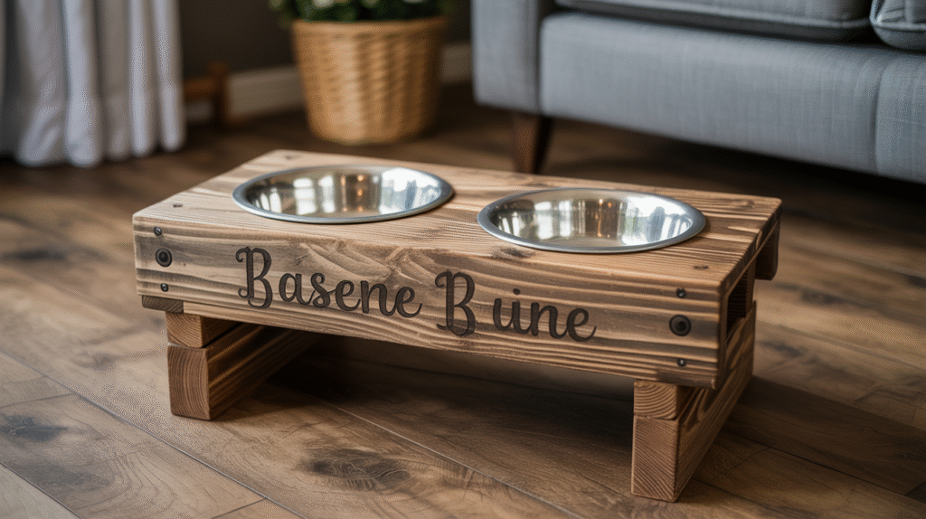 Upcycled Pallet Dog Bowl Feeding Station