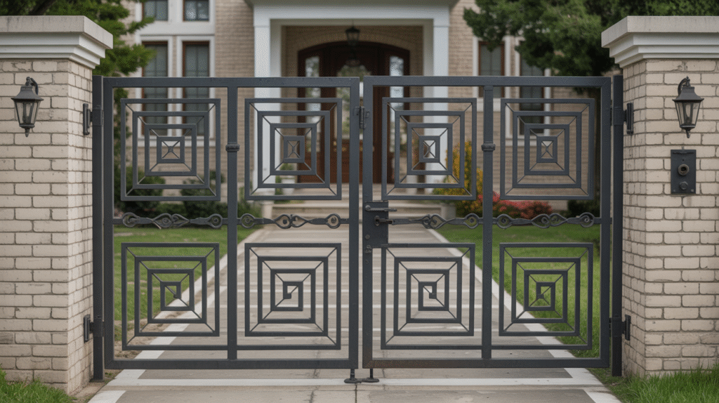 Decorative Iron Gate with Geometric Patterns