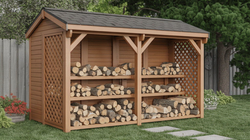 Lattice-Sided Firewood Sheds