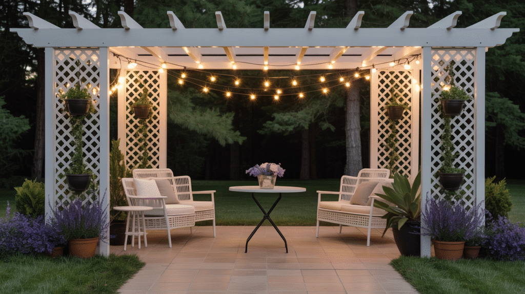 Garden Arbor Gate with Lattice Sides