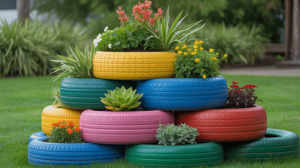 Tiered Tire Planters for a Stunning Garden Display