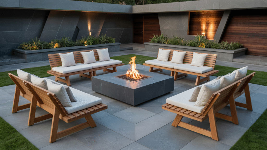 Square and Hexagon Fire Pit Seating Layouts