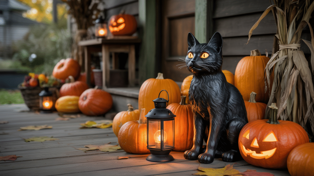 Add a black cat for a classic touch
