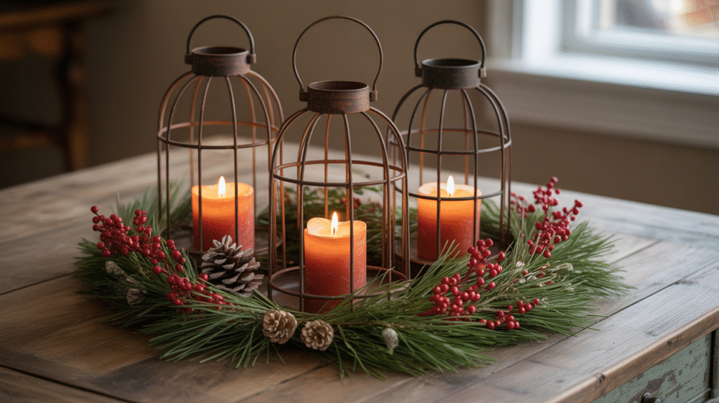 Use lanterns as a cozy Christmas focal point