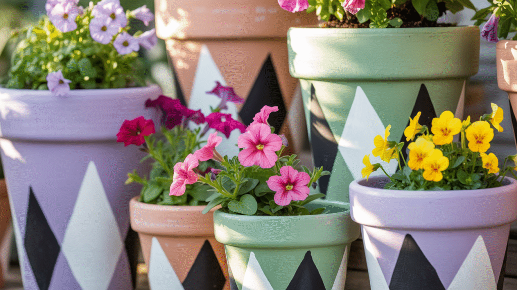 Painted Terracotta Pot Clusters