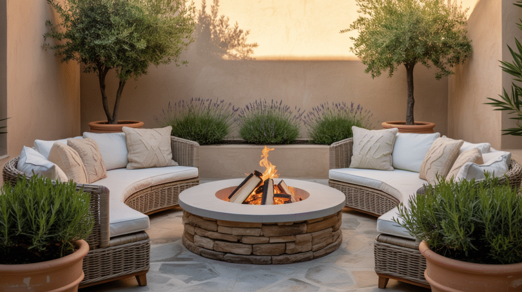 Fire Pit Gathering Spot with Mediterranean Flair