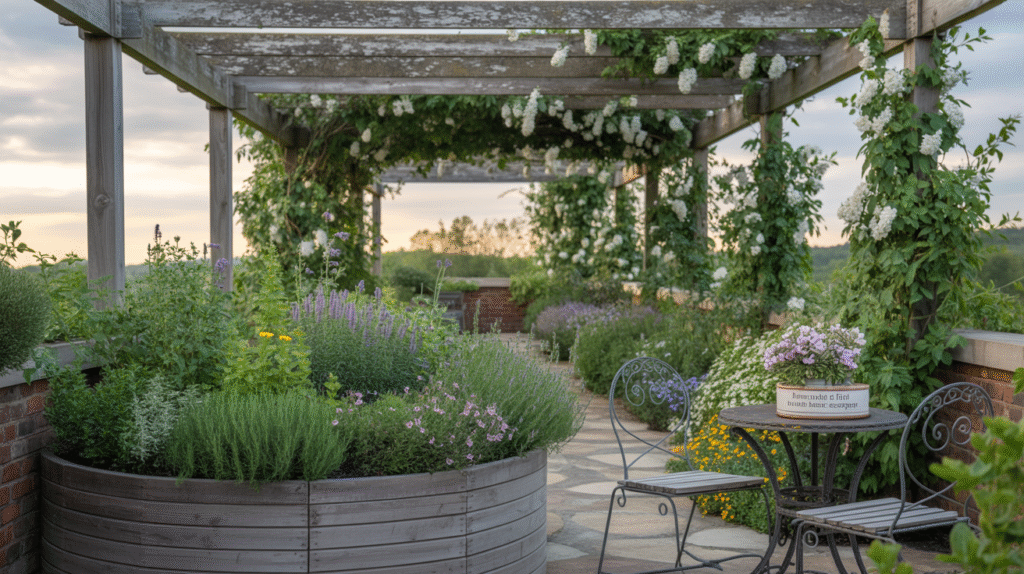 Raised Bed Garden with Jasmine