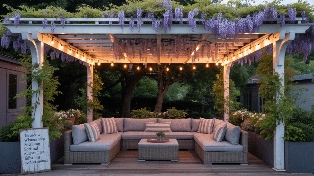  Outdoor Living Room with Pergola