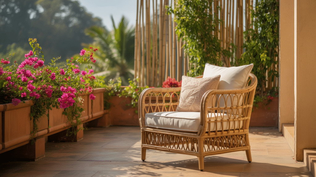 Rattan Seating with Tropical Flair