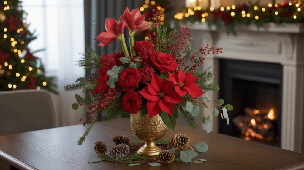 Brighten the table with festive floral arrangements
