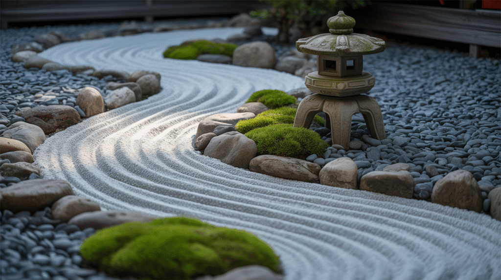 Zen Garden with Dry Stream Bed