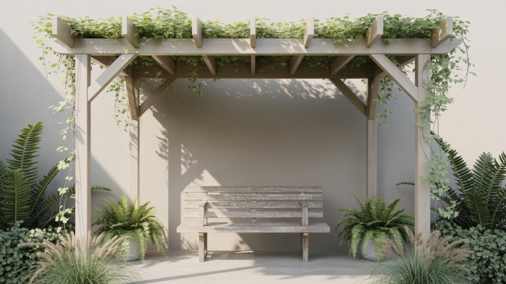 Minimalist Green Haven with Pergola Framework