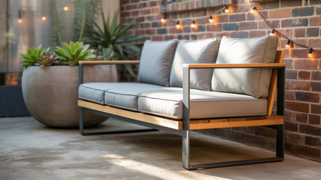 Industrial-Style Metal and Wood Sofas