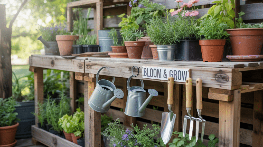 Pallet Shelf Potting Table