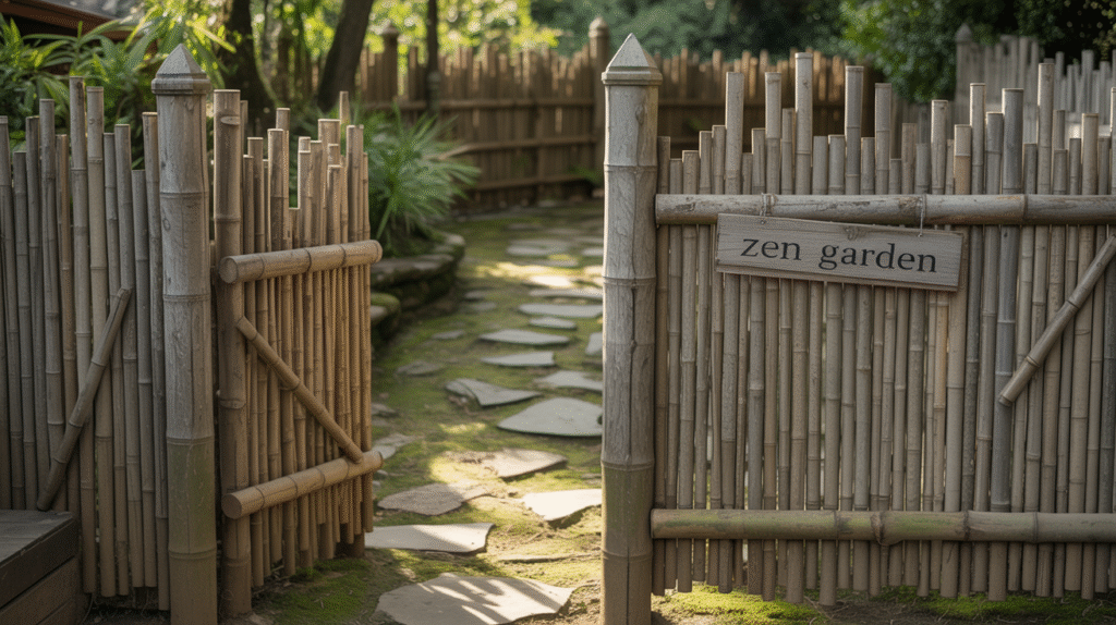 Natural Bamboo-Inspired Wooden Fence