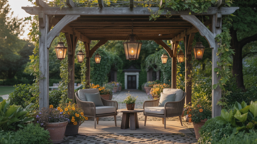 Hanging Lanterns Over Seating Areas