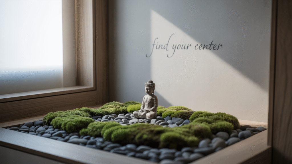 Indoor Zen Nook with Stones and Moss