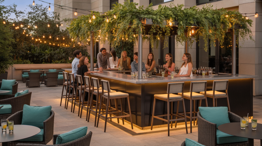 Multi-Level Bar with Zones for Seating