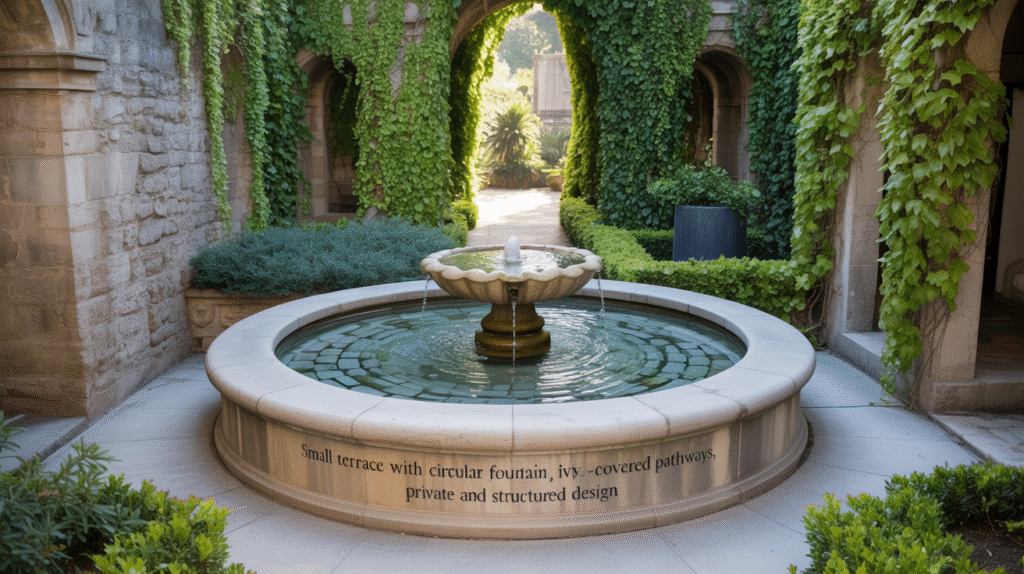 Circular Stone Fountain Oasis