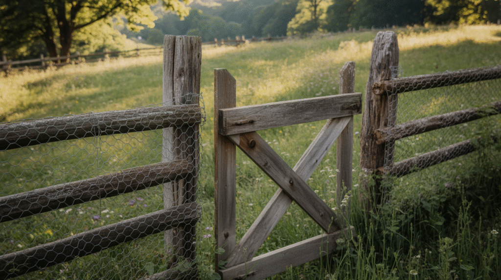 Split Rail Fence with Chicken Wire Backing