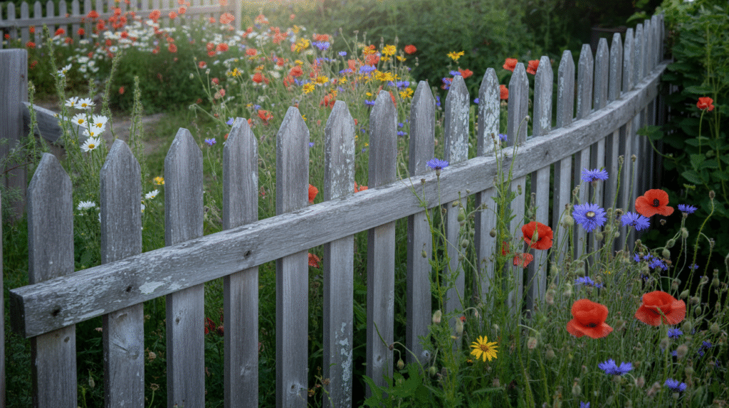 Weathered Gray Wooden Fence
