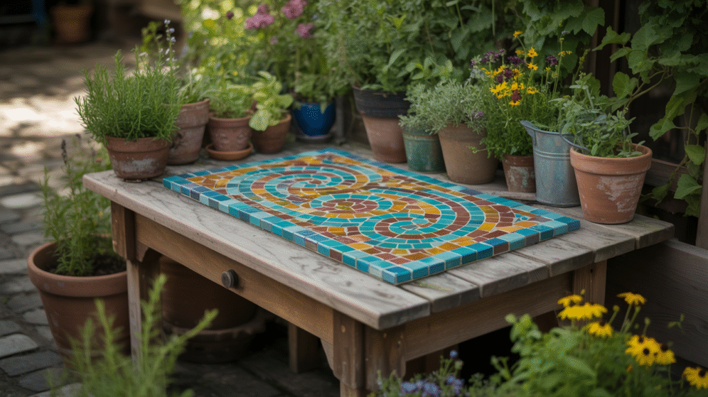 DIY Table with Mosaic Inlay