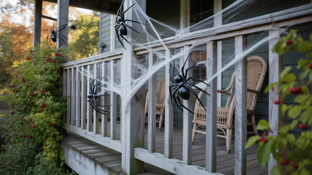 Stretch spiderwebs across your front porch