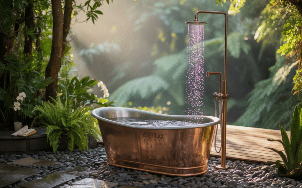Outdoor Shower + Bathtub Combo