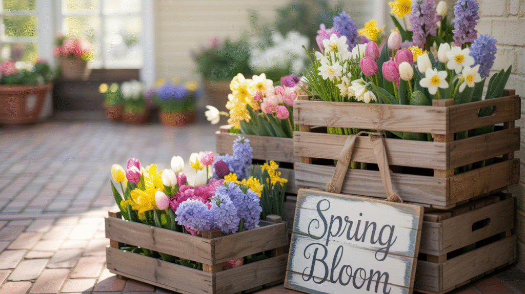 Spring Flower Crate Displays