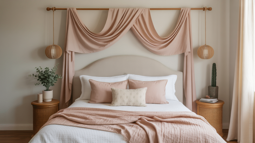 Curtain Rod with Draped Fabric