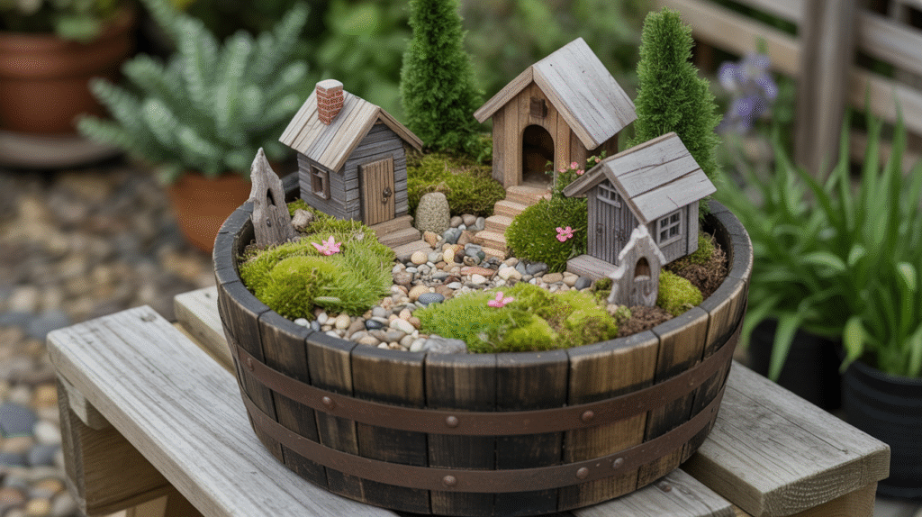 Fairy Garden in a Barrel