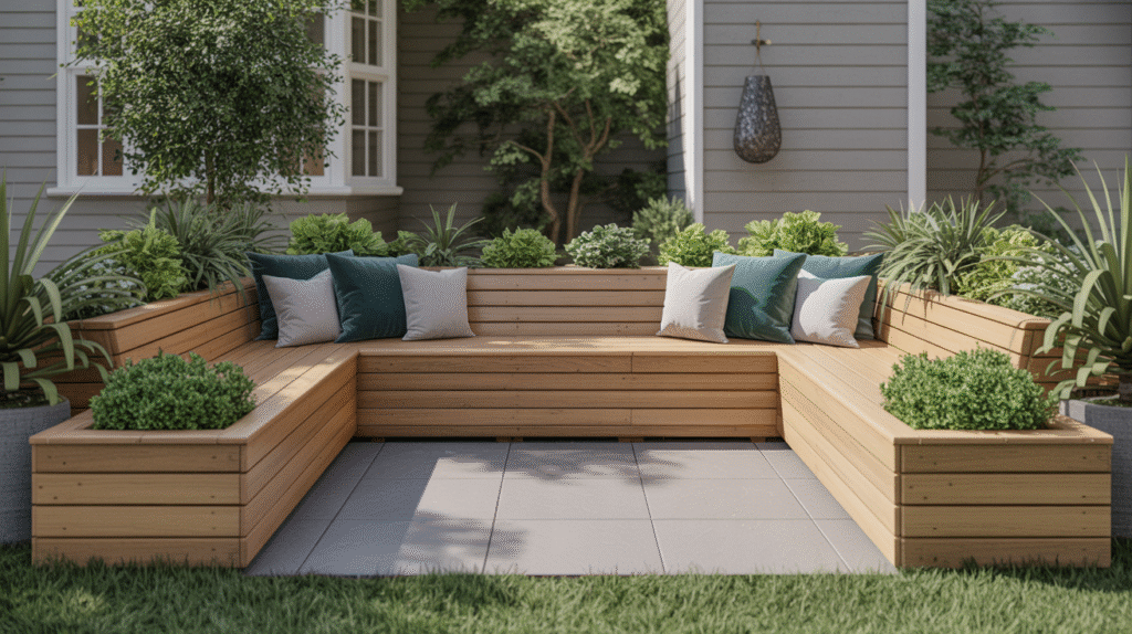 Front Yard Seating Bench with Planters