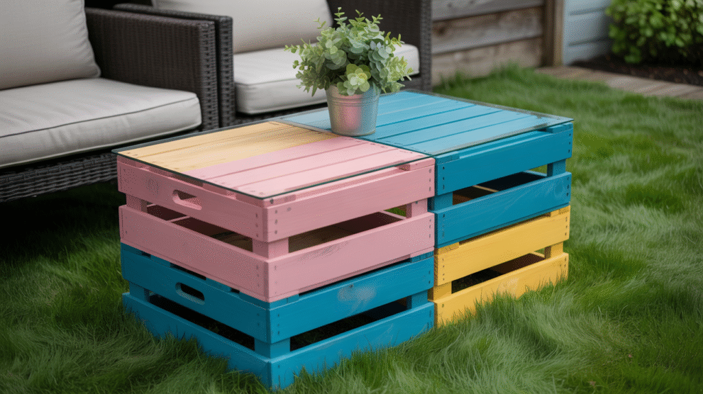 Painted Crate Table with Storage