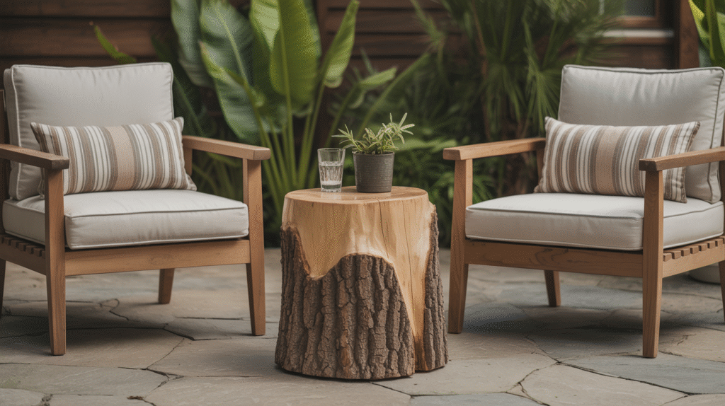 Rustic Tree Stump Table
