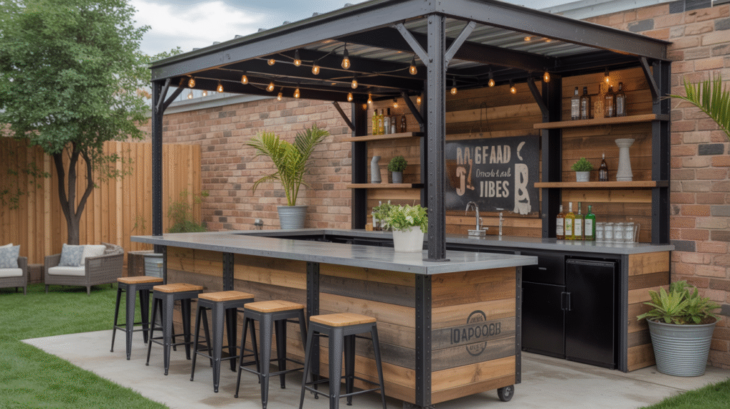 Industrial-Style Patio Bar