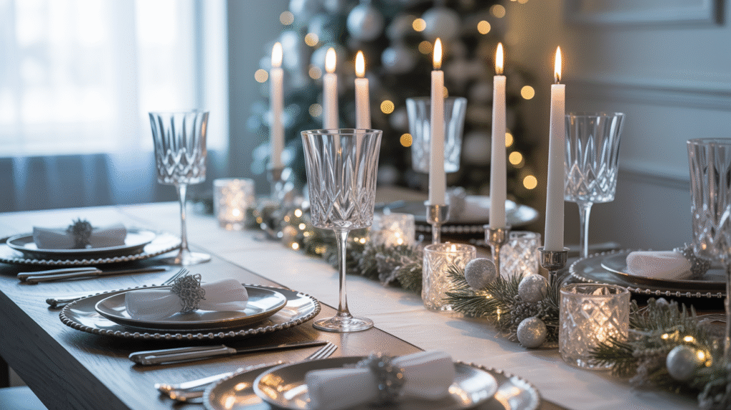 Elegant Winter Party Table Settings