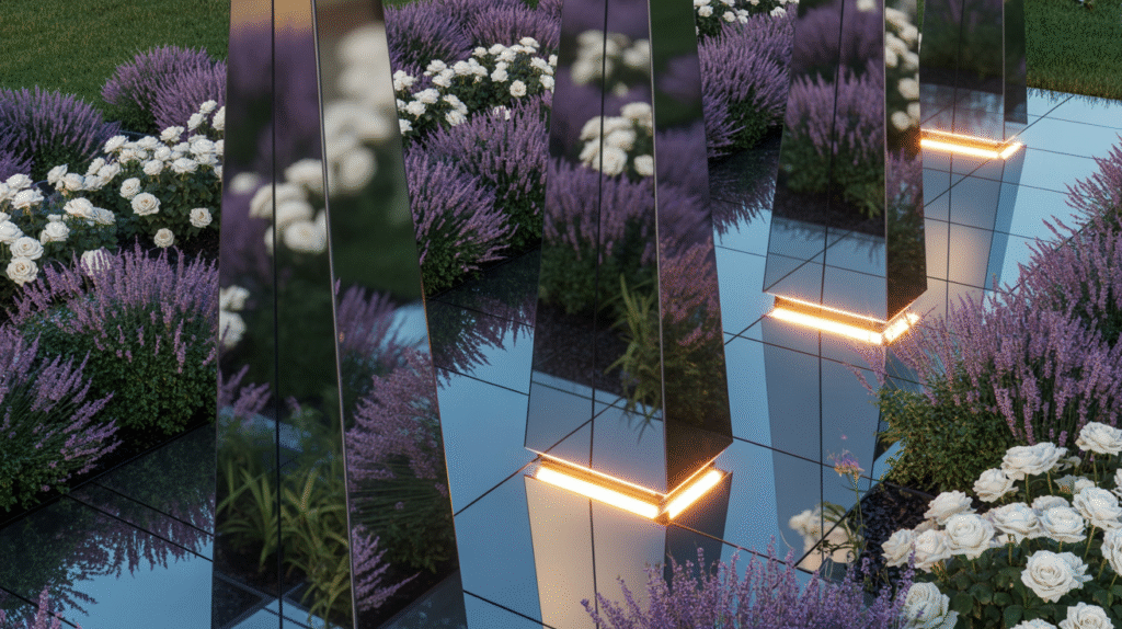 Mirrored Garden Obelisks