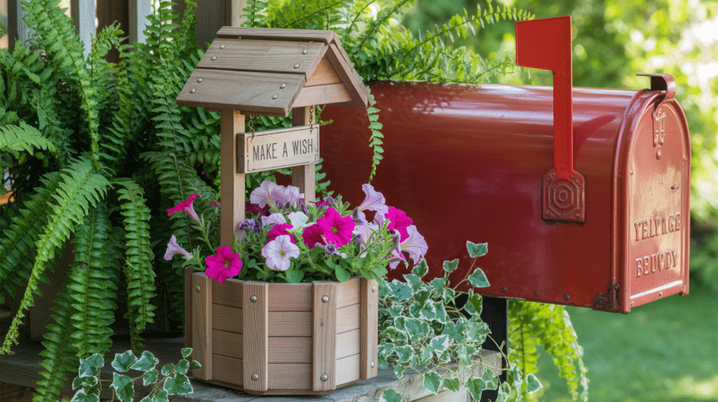 Mailbox Garden with a Wishing Well – Rustic Country Charm