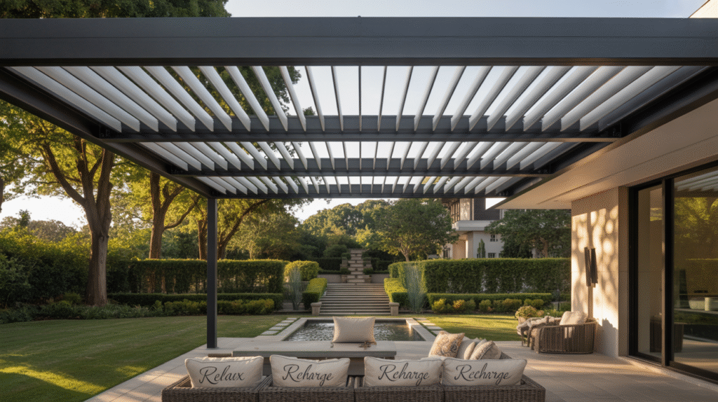 Louvered Pergola That Adapts to the Weather