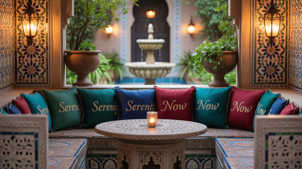 Moroccan-Inspired Courtyard Filled with Tiles and Color
