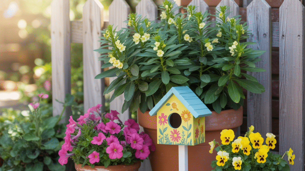 Citronella with a Birdhouse – Charming Garden Accent