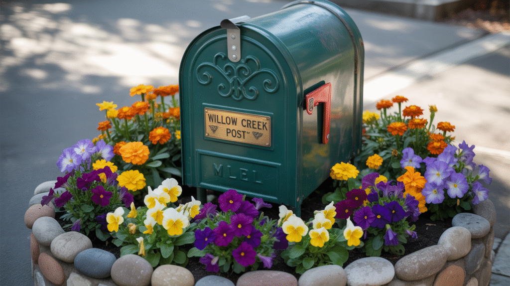 Colorful Mailbox Flower Bed – A Burst of Seasonal Blooms