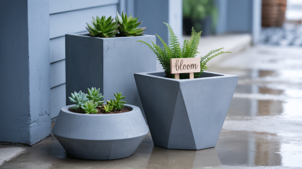 Modern Geometric Concrete Planters with Sculptural Appeal