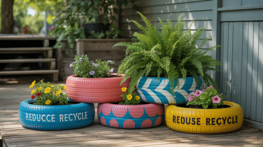 Upcycled Tire Planters