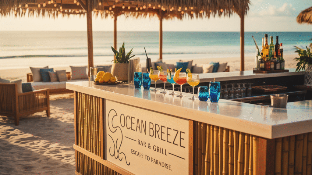 Beachy Outdoor Bar & Entertainment Stations